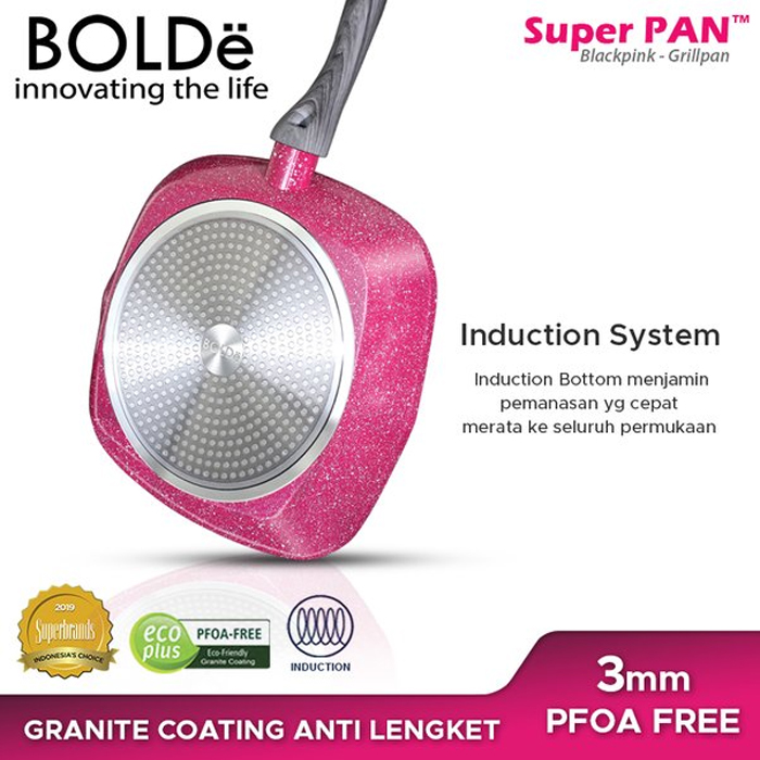 Bolde Super Pan Grill Pan 28CM - Black Pink